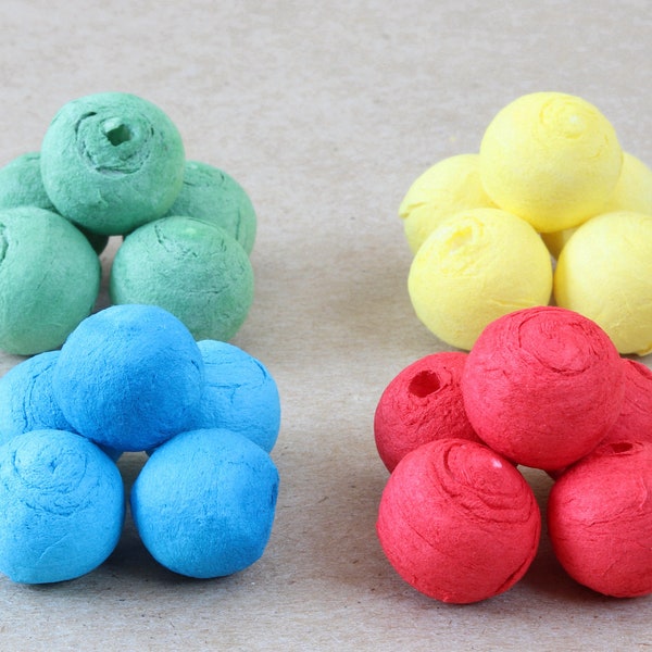 Boules de cellulose ø 15 mm de couleur • vert, jaune, rouge, bleu • SPUNNYS