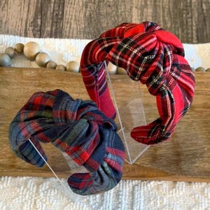 Plaid Solid Color Wide Fabric Headband Set ~ 5 Pieces VELSCRUN 5 Pcs Plaid Headbands for Women - Wide Knot Top  main image 4