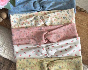 Floral Headband Twist Knit Wrap Top Knot Headband Womens Girl Toddler Turban Baby Headband Soft Comfortable Headband Stretchy Accessories
