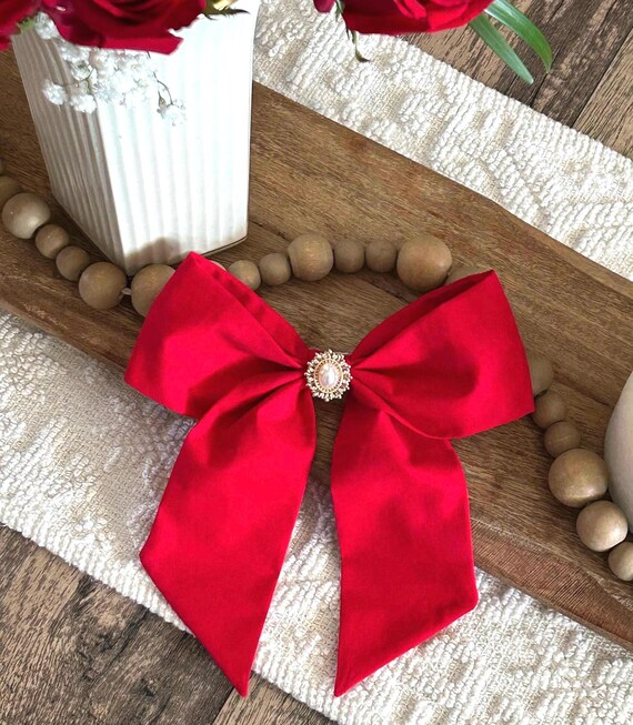 Elegant Red Hair Bows Amazon.com : Big Silky Satin Hair Bows for Women: Wine Red  main image 2