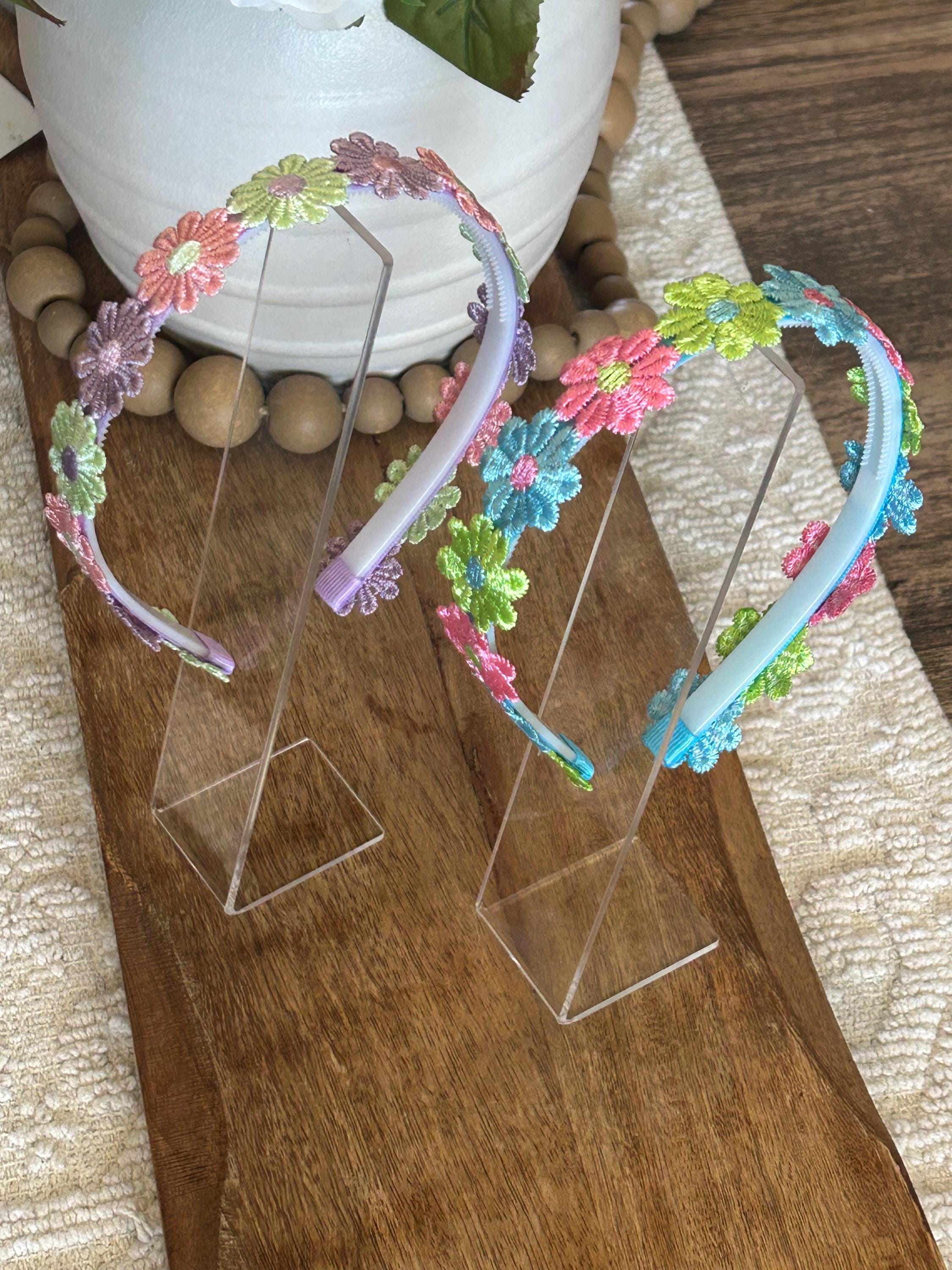 ?Handmade Rainbow Flower Headband-OS Rainbow Flower Crown Headband, Boho Rainbow Hairband  main image 2