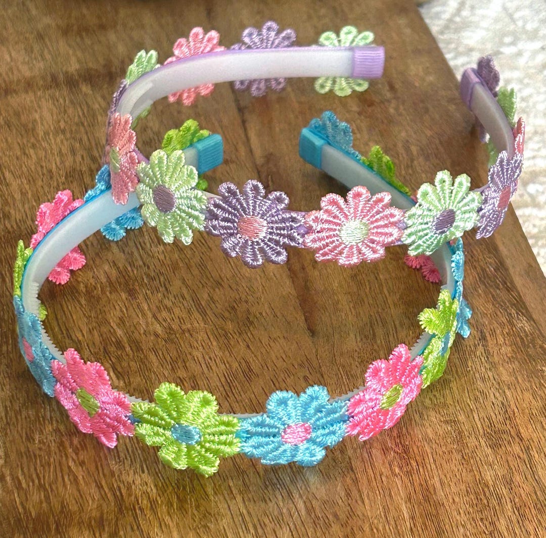 Rainbow Flower Headband Embroidered Floral Fun Colorful  display picture 2