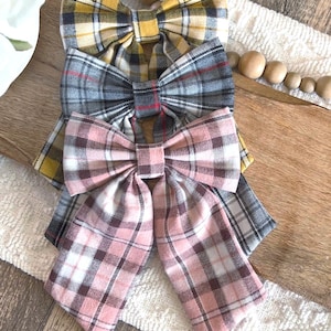 Tartan Plaid Flannel Hair Bow Women Teen Fall Winter Accessory Clip