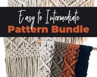 3 Beginner+ Level Macrame Wall Hanging Tutorial PDF Patterns with Illustrated Knot Guide, DIY macrame wall art tapestry bundle, DIY crafter