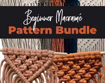 Macrame Tapestry Pattern Bundle PDF | 4 Beginner Wall Hanging DIY Tutorials | Boho Home Decor Gift | Illustrated Instant Download