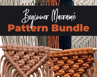 4 Easy Beginner Macrame Wall Hanging Tutorial PDF Patterns with Illustrated Knot Guide, DIY Macrame Wall Art Tapestry Bundle, DIY crafters