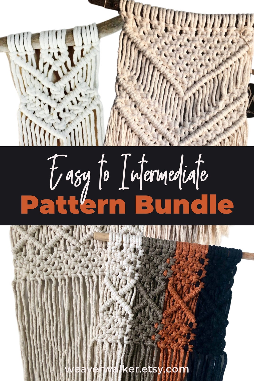 Easy to Intermediate Macrame Bundle, 3 Beginner+ Level Macrame Wall ...