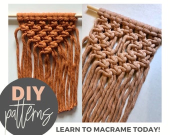 Beginner DIY Craft Pattern, Easy Macrame Wall Hanging Tutorial pdf, Learn to Macrame, Illustrated Pattern | Name: The Mini & One of Diamonds