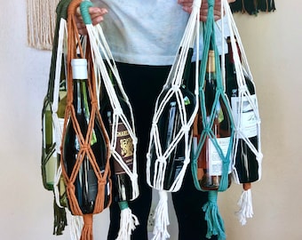 Macrame Wine Tote Pattern PDF | Bottle Carrier Bag DIY Tutorial | Handmade Boho Gift Idea | Easy Instant Download for Beginners