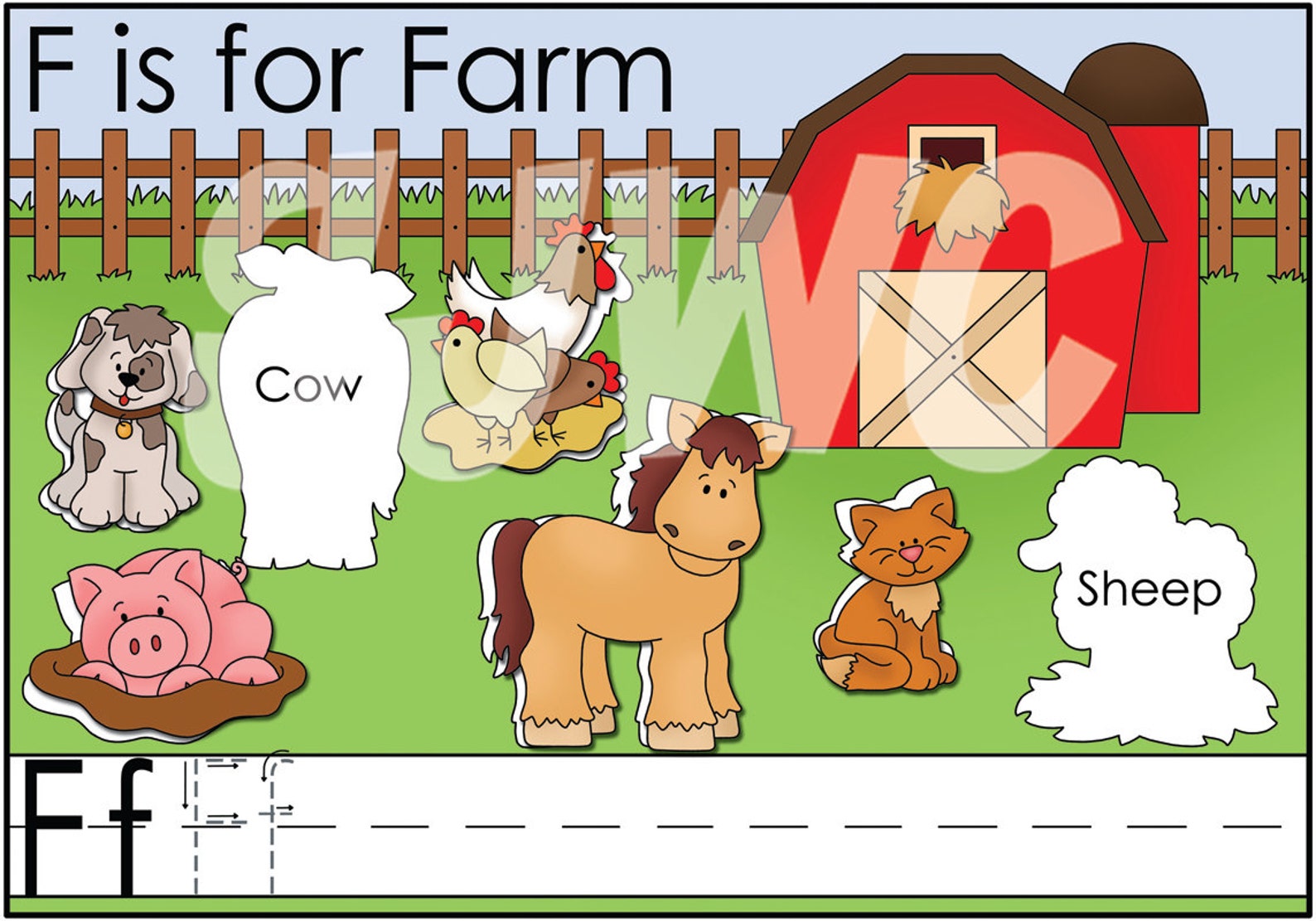 F is for FARM Alphabet File Folder Game Downloadable PDF - Etsy