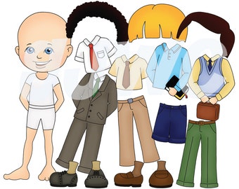 Boy DRESS UP  Children's File Folder Game - Downloadable PDF Only