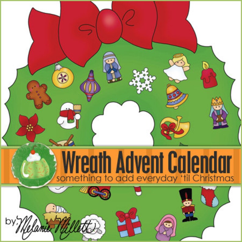 WREATH ADVENT Calendar Downloadable PDF Only Etsy