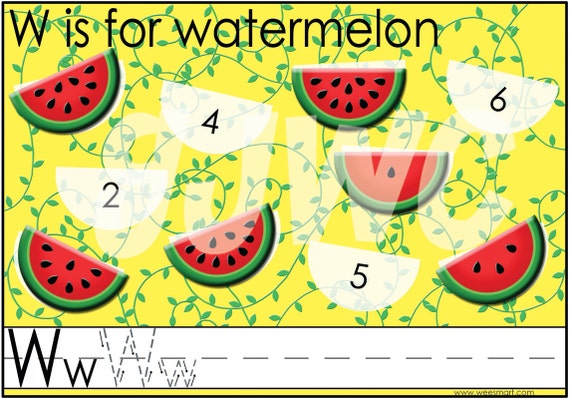 w is for watermelon alphabet file folder game downloadable etsy
