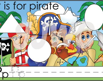 P is for Pirate Alphabet File Folder Game - Downloadable PDF Only