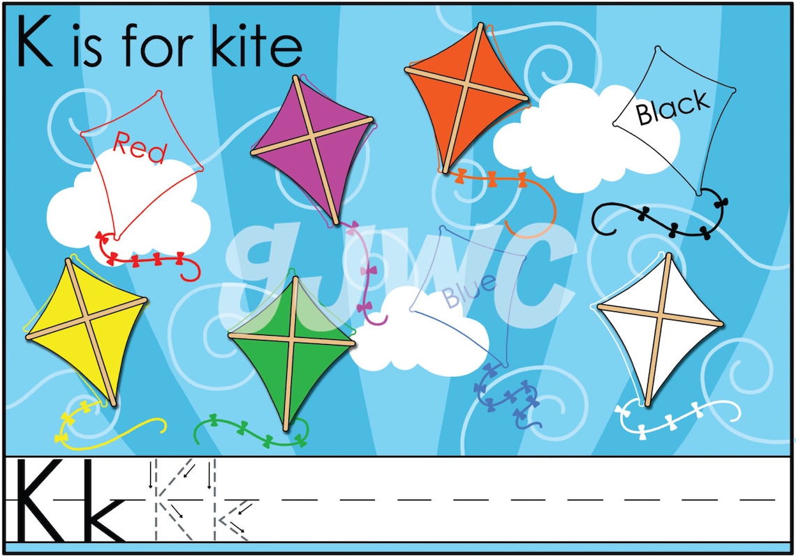 K is for KITE Alphabet File Folder Game Downloadable PDF Etsy