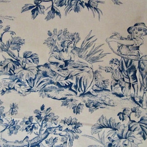 Blue Toile Fabric Cottage Core fabric French decor
