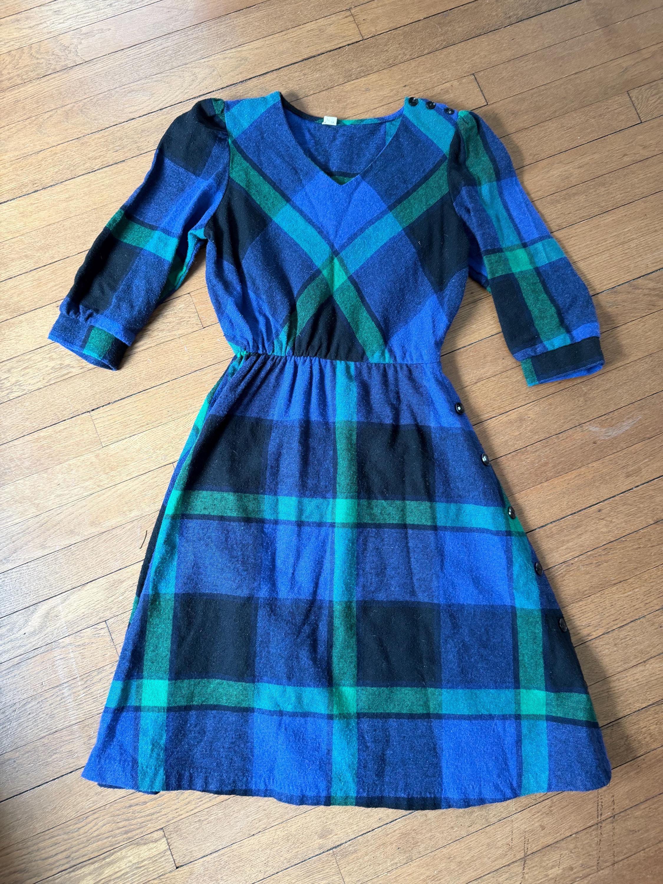 j crew black watch plaid dress VTG 60s Wool Blend Secretary minimalist For every moment that Color:Same as Picture(BLACK) This best