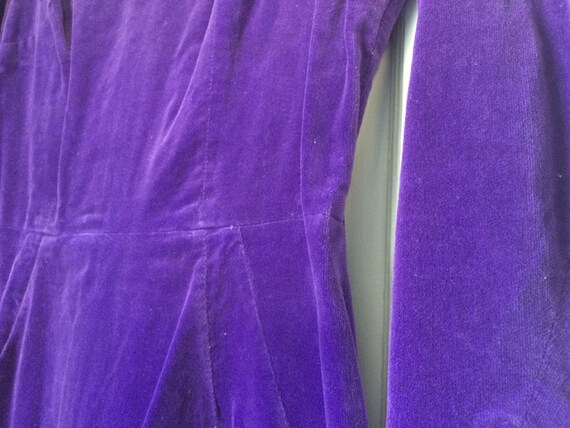 80's body con dress/purple//velvet - image 5