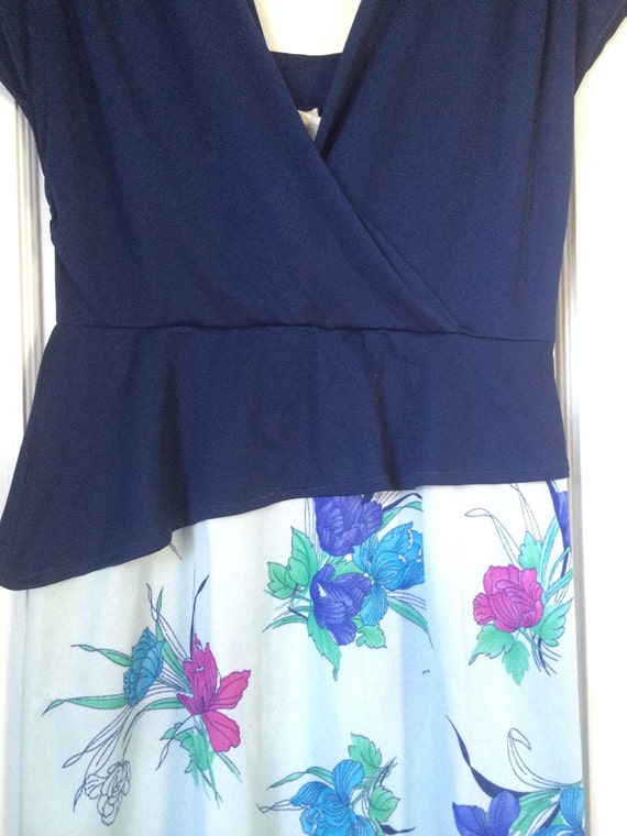 60's peplum dress/navy//floral