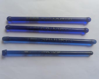 Vintage Four New York Restaurant Cobalt Blue Glass Stirrers Stir Sticks Cafe Savarin George's Some Wear