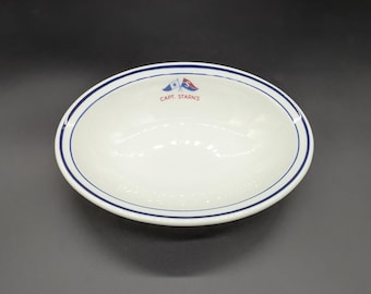 Vintage Captain Starns Oval Vegetable Serving Bowl Shenango Restaurant China New Jersey Red White Blue Nautical Flags