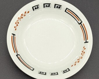 Vintage Restaurant Or Hotel Dish One Fruit Sauce Or Dessert Bowl Sterling China Unknown Pattern Black White Brown Scuffing Marks 1975
