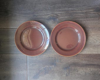 Vintage Franciscan El Patio Redwood Glossy Two Luncheon Plates Used Some Scuffing