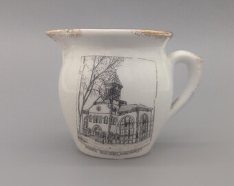 Antique Souvenir Creamer Dwight Tuxbury & Sons Windsor Vermont Windsor High School Victoria Austria Black White
