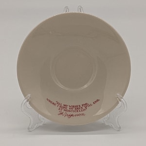 Vintage Thomas Jefferson Monticello Shenango China Demitasse Saucer Only All My Worries End Quote Light Wear Hotel Restaurant Dish