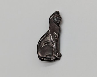 Vintage Cat Sterling Pin Brooch Regal Standing Still Tall Marked 925 Feline Tarnished