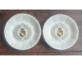 Vintage Royal Orleans Hotel Fleur de Lis Crown Dish Sauce Butter Bowl Trinket Box White Gold Some Wear New Orleans Louisiana