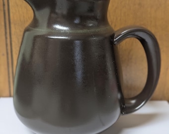 Vintage Franciscan Madeira Pitcher Dark Brown Green Stripes Some Wear Scuffing