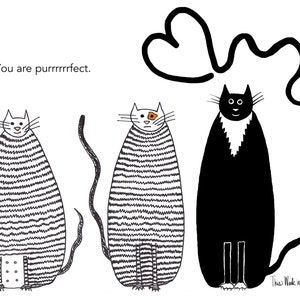 Cat card - Thank You Love Like Heart Perfect Funny Cats Three Cats Tabby Cat Black and White Cat