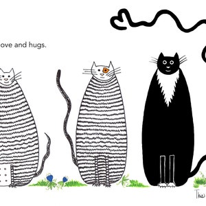 Carte de chat - sympathie penser de vous désolé condoléances soin préoccupation chats fleurs coeur Love