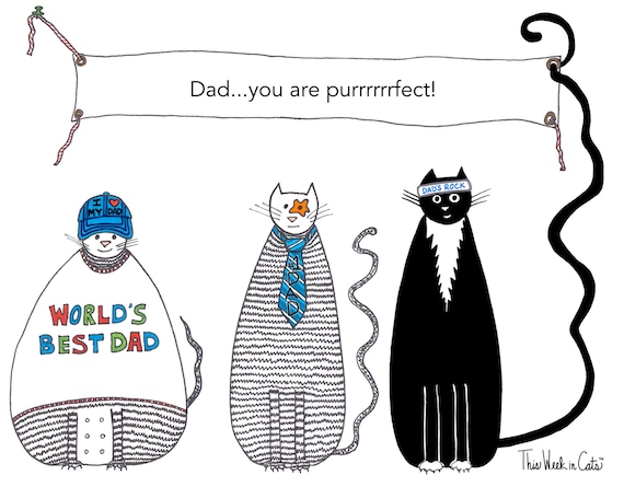 Cat Card Father S Day Funny Dad Pop Cat Best Dad Etsy