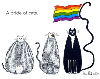 Funny Cat Gay Pride Card - Rainbow LGBT Illustration