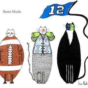 Uomo gatto carta - bestia modalità calcio gatti divertenti gatto Seahawks 12