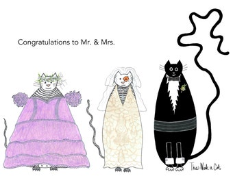 Funny Cats Wedding Card - Congratulations Mr. & Mrs.
