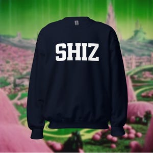 Wicked Shiz University Inspired Minimal Navy Ariana Cotton Crew Sweatshirt Costume Parody Witches Oversized Vintage Look Glinda Elphaba Dupe