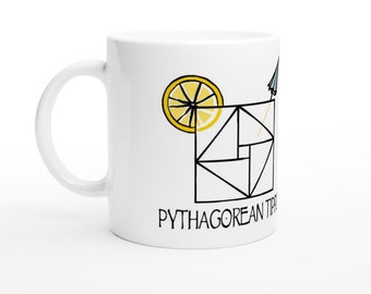 White 11oz Ceramic Mug with Pythagorean Triples/Tipples Joke