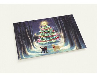 Pack of 10 cards (2-sided, standard envelopes) with Christmas Dogs Drawing