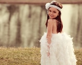 Feather Flower Girl Dress -  A Beautiful Feather Dress In White or White & Ivory Mix - The Great Gatsby Dress