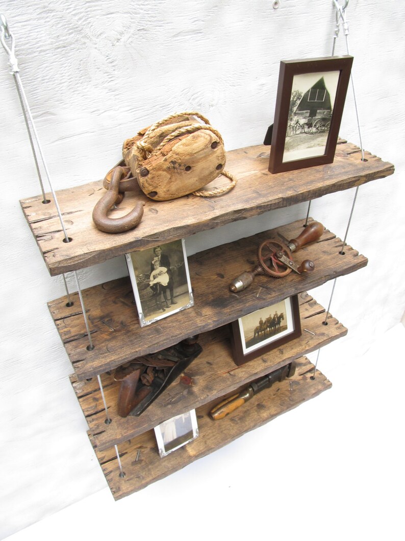Rustic shelves distressed shelf barn wood shelves reclaimed Etsy