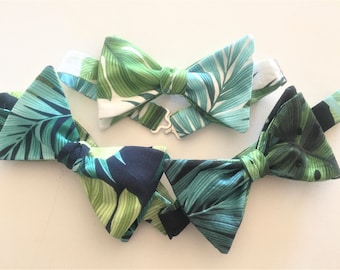 Green Tropical Hawaiian Bow Tie On Elastic Fancy Dress Clown Fun