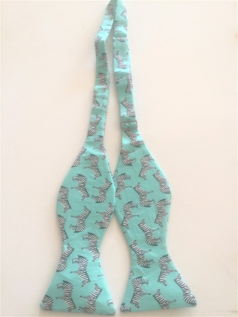 Z Z Zebra Bow Ties. Self tie or Pre Tied. Aqua Blue with | Etsy