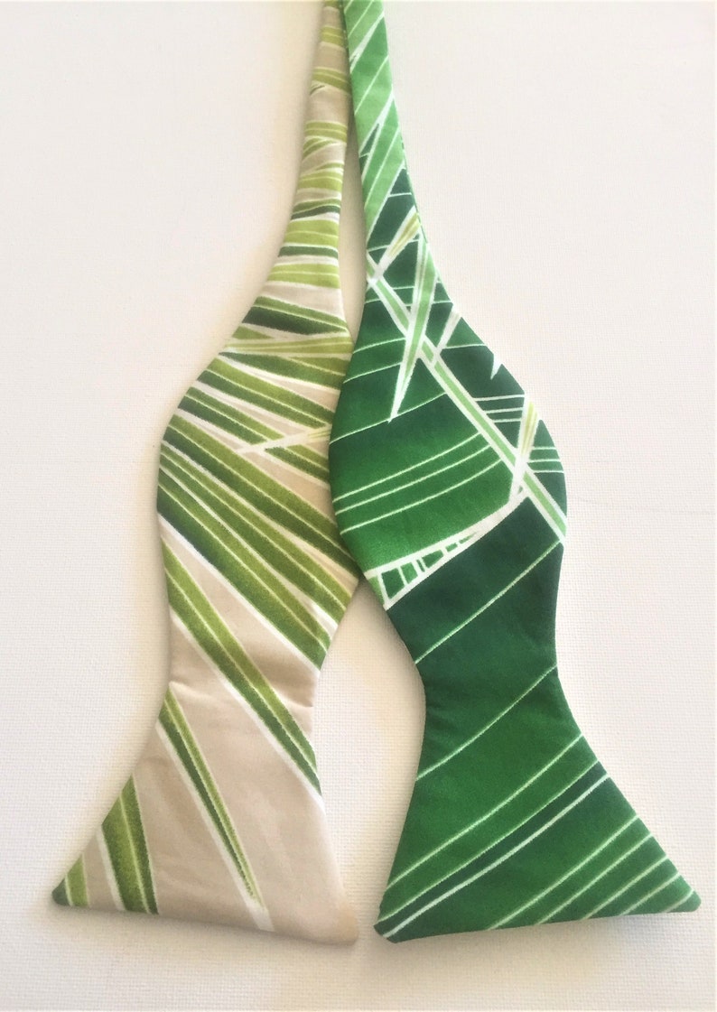 It/'s a Jungle out there Tropical Leaf Bow Tie Palm Leaves unique bow ties. Safari Khaki Hawaiian Foliage Exotic Greens Sandy Beaches