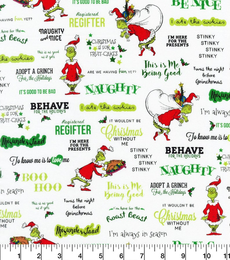 Merry GRINCHMAS Scrunchies /& Head Bands Lic Grinch Christmas Fabric Merry Red Naughty Nice Mean Green Hair Ties Gift for her MvZDesigns MvZ