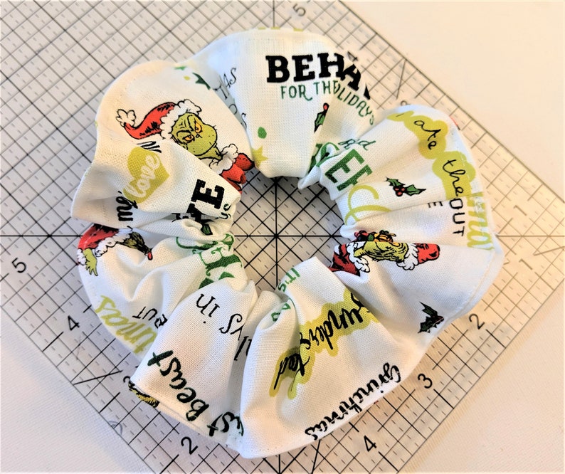 Merry GRINCHMAS Scrunchies /& Head Bands Lic Grinch Christmas Fabric Merry Red Naughty Nice Mean Green Hair Ties Gift for her MvZDesigns MvZ