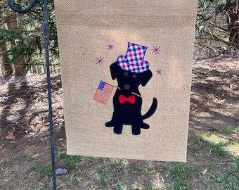 Patriotic Dog with Hat Garden Flag