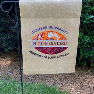 Clemson/University of SC House Divided Garden Flag